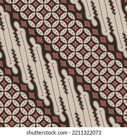 Javanese Batik, klassische Übereinstimmung zwischen Parang und kawung Muster macht eine normale ruhige nahtlose Batik-Illustration.