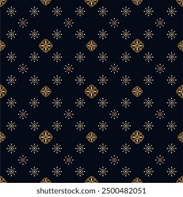  Javanische Batik mit floralem, nahtlosem Muster, Vektorhintergrund.
