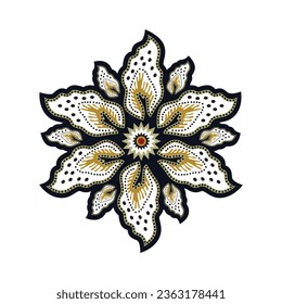 Javanese Batik flowers icon Seamless Pattern vector image