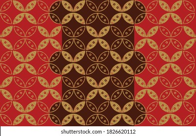 Javanese Batik Motif, seamslees. Kawung Motif.are typical Indonesian batik motifs in the form of spheres similar to the Kawung fruit (a type of coconut or sometimes also regarded as sugar palm )