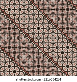 Javanese Batik, seamless dark and light kawung pattern, diagonally arranged as a nice design for fabric.
