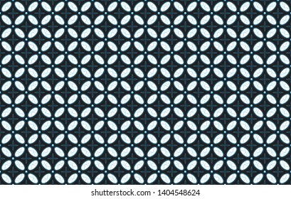 Javanese batik seamless patern with blue colorway.