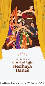 Javanese Bedhaya Classical dance cell shaded hand drawn illustration