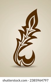 Javanese culture of floral ornament illustration. sillhouette floral shape. Chocolate or brown harmony color. Isolated on gradient background. vector illustration.