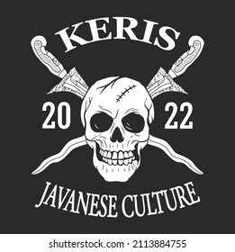 Javanese Culture - Vintage Logo Templates. Javanese Culture Logo With Keris And Skull. Vector Illustration