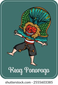  Javanese dancer | reog ponorogo vector illustration