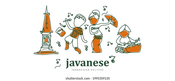 Javanese dancer and singer illustration. 