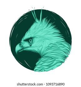 Javanese Eagle's Head Vector with Green Color
