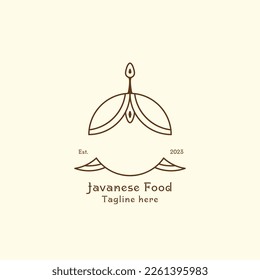 Javanese food logo design illustration Creative icon idea, vector symbol, flat, simple male batik headdress, fork, spoon dish, traditional tradition, elegant minimalism, linear line. For small stalls