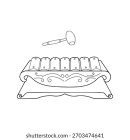 Ilustração do vetor javanês gamelan saron, estilo de contorno