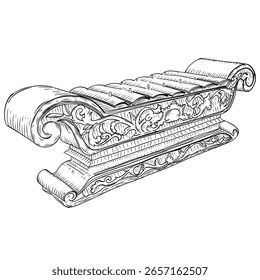 Javanese gamelan vector sketch line art hand drawn illustration