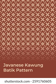 Javanese Kawung batik, seamless design. Brown floral motif. Traditional textile. Repeatable texture, ideal for cultural and classic backgrounds