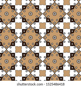 Javanese modern batik seamless patern with brown and white color. Various Indonesian batik motifs. Batik kawung