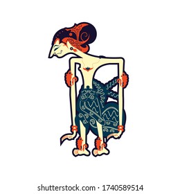 javanese  pandawa puppet flat design