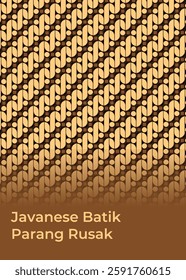 Javanese Parang Rusak batik, seamless design. Gold and brown motif. Traditional textile. Repeatable texture, ideal for cultural and elegant backgrounds