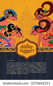 Javanese poster event with flat design wayang or shadow puppet illustration for social media post or banner