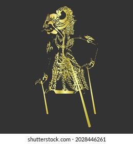 Javanese Puppet (wayang Kulit In Indonesian Language) Isolated On Dark Background. Illustration Vector