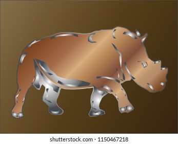 Javanese Rhinoceros illustration. Endangered animals and protected. Vector editable.