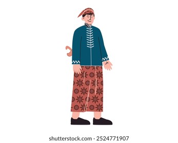 Ropa tradicional javanesa Beskap Ropa de patrimonio cultural de Java Indonesia Personaje del icono de diseño de la cultura central de Java