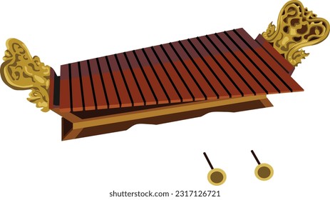 Javanese Wood Xylophone Music Instrument Vector