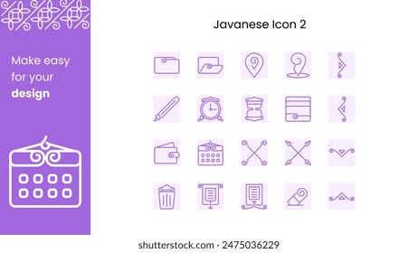 Javanese-themed icon collection Javanese Icon Set Cultural Symbols in Purple