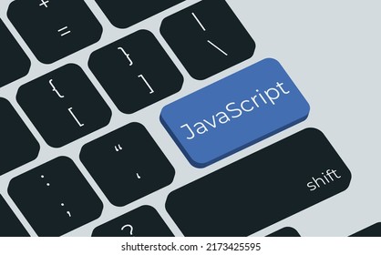 Javascript button on keyboard keys vector. Simple style