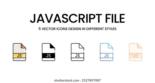 Ícones vetoriais do arquivo Javascript definem ilustração de stock