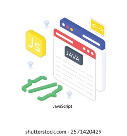 JavaScript   isometric Colored illustration. EPS File stock illustration