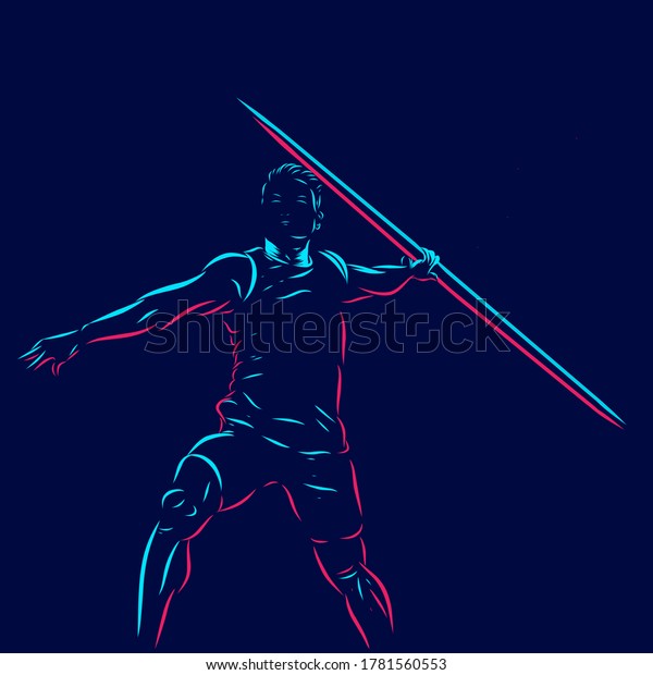 javelin line pop art potrait logo colorful design
with dark background. Abstract vector illustration. Isolated black
background for t-shirt, poster, clothing, merch, apparel, badge
design