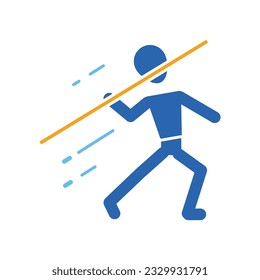 Vector de ícono de color del atleta deportivo de Javelin. Ilustración vectorial de día joven y deportivo para interfaz de juego, web, diseño gráfico, interfaz de usuario y aplicación.