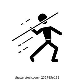 Javelin sport athlete glyph icon vector. Youth and sport day vector illustration for game interface, web, graphic design, UI, and app.