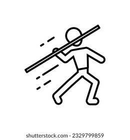 Javelin sport athlete line icon vector. Youth and sport day vector illustration for game interface, web, graphic design, UI, and app.