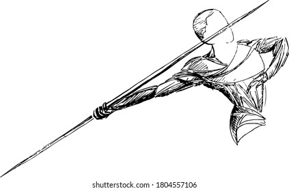 Javelin Wirf, Athleten Werfen, einzelne Vektorsilhouette.