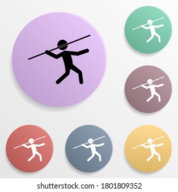 Javelin throw badge color set icon. Simple glyph, flat vector of sport icons for ui and ux, website or mobile application