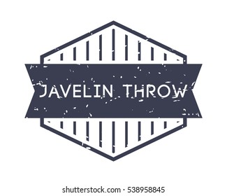 javelin throw badge, vector logo, sport label, grunge stamp, vintage style