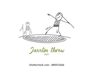 Javelin throw concept. Hand drawn male athlete preparing to throw javelin. Athlete throwing javelin isolated vector illustration. - Powered by Shutterstock - Get 15% off with code: PIKWIZARD15