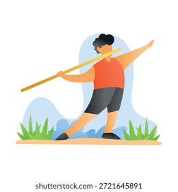 javelin throw, flat design illustration good for website, mobile application and graphic design asset