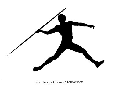 javelin throw man athlete in athletics black silhouette