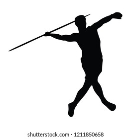 Javelin throw man athlete in athletics black silhouette