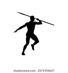 Javelin throw vector silhouette illustration