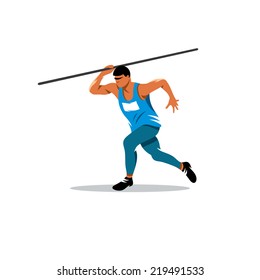 Javelin Thrower Branding Identity Corporate vector logo design template Isolated on a white background