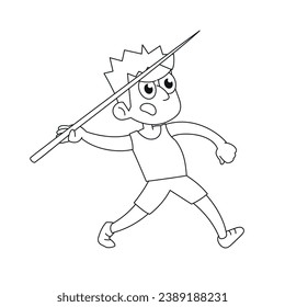 Lanzador de Javelin. Ilustración vectorial de estilo de contorno