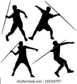 Javelin Thrower Silhouette on white background