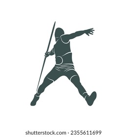 Diseño de ilustración vectorial Javelin Thrower. Plantilla de diseño del logotipo de Javelin Thrower.