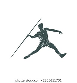 Diseño de ilustración vectorial Javelin Thrower. Plantilla de diseño del logotipo de Javelin Thrower.