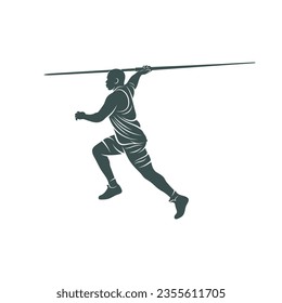 Diseño de ilustración vectorial Javelin Thrower. Plantilla de diseño del logotipo de Javelin Thrower.