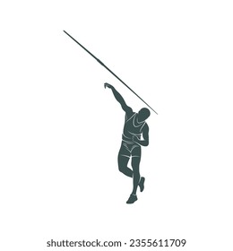 Diseño de ilustración vectorial Javelin Thrower. Plantilla de diseño del logotipo de Javelin Thrower.