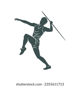 Diseño de ilustración vectorial Javelin Thrower. Plantilla de diseño del logotipo de Javelin Thrower.