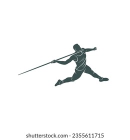 Javelin Thrower vector illustration design. Javelin Thrower logo design Template.