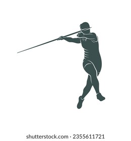 Diseño de ilustración vectorial Javelin Thrower. Plantilla de diseño del logotipo de Javelin Thrower.